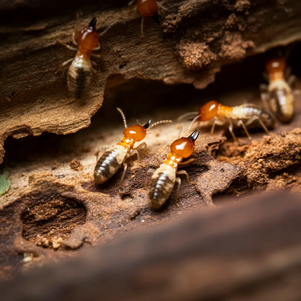 Termites on wooden surface