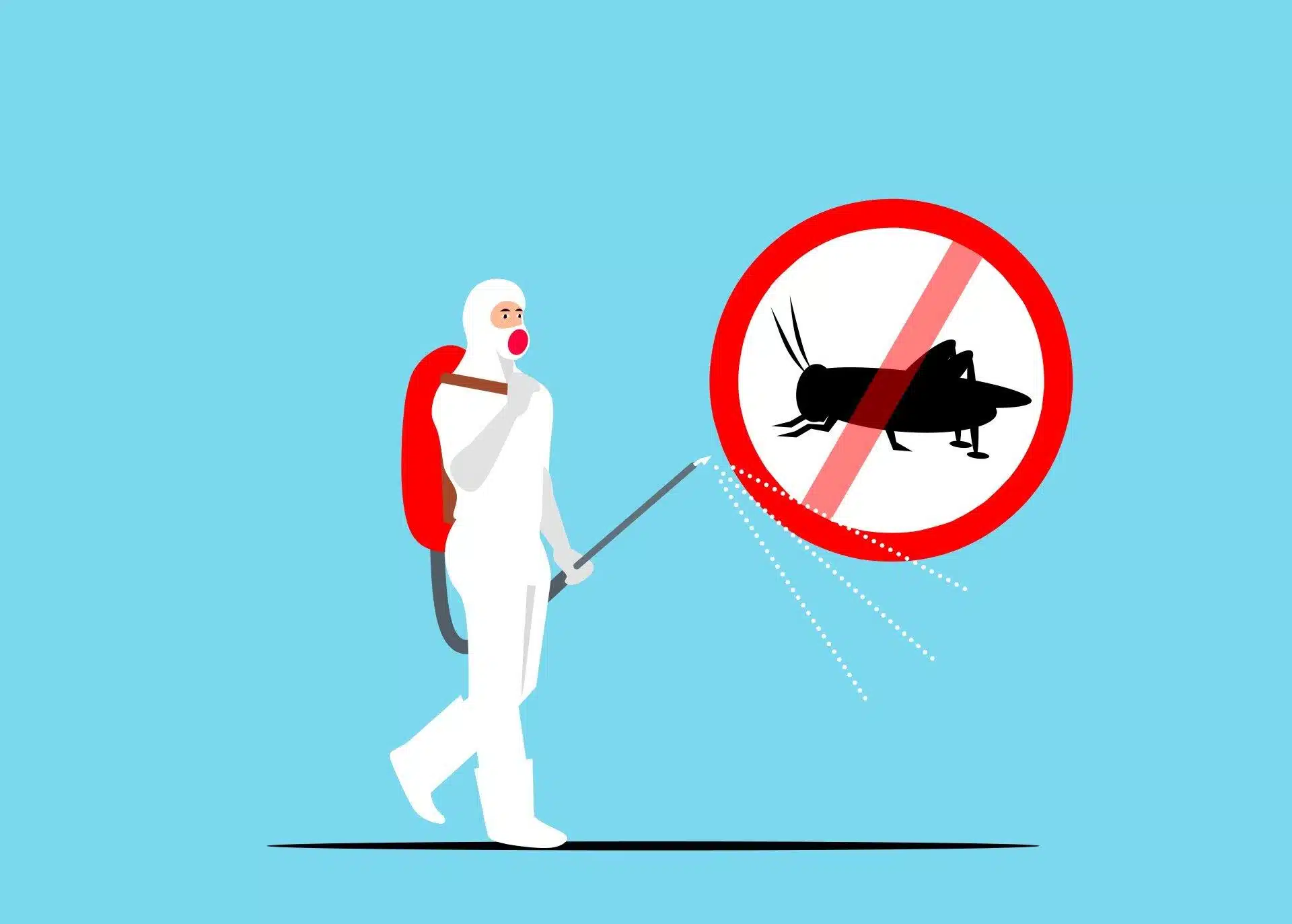 Pest control worker spraying insecticide